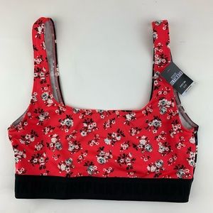 VS Pink Red/Black Floral Sports Bra Small NWT